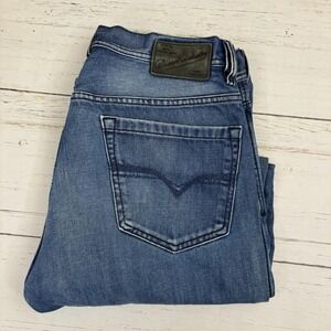 Diesel Quratt Jeans Mens 33x30 Blue Denim Straight Zip Fly Made In Italy